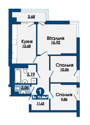 3-комнатная 73.08 м² в ЖК Kaiser Comfort от 18 410 грн/м², Львов