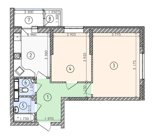 2-комнатная 57.55 м² в ЖК Вышиванка от застройщика, Киев