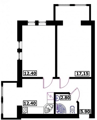 2-комнатная 50.65 м² в ЖК на ул. Шевченко, 22Б от застройщика, г. Буча