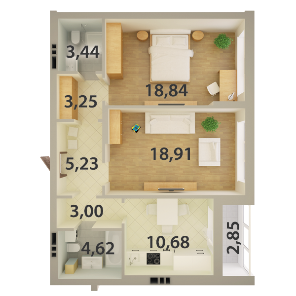 2-комнатная 70.82 м² в ЖК Юбилейный от застройщика, Киев