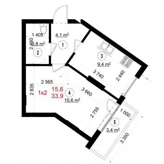 1-комнатная 33.9 м² в ЖК Энергия плюс от застройщика, Киев
