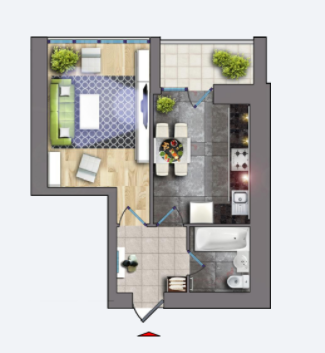 1-комнатная 39.08 м² в ЖК на ул. Королёва, 16 от 9 500 грн/м², Чернигов