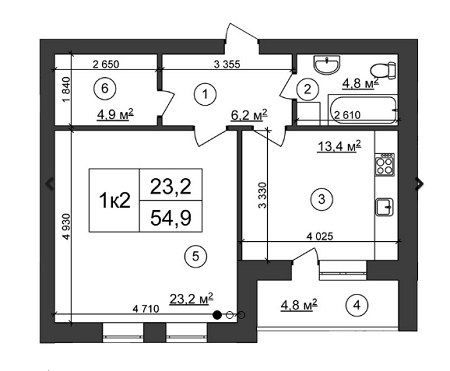 1-комнатная 54.9 м² в ЖК Сырецкий парк от 24 647 грн/м², Киев