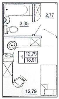 1-кімнатна 18.91 м² в ЖК Парковий квартал від 8 700 грн/м², Харків
