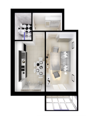 1-кімнатна 44.66 м² в ЖК SkyCity від 13 790 грн/м², м. Бориспіль