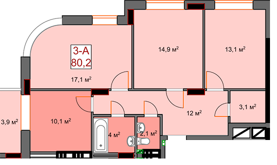 3-кімнатна 80.2 м² в ЖК Борисо-Глібський від 17 650 грн/м², м. Вишгород