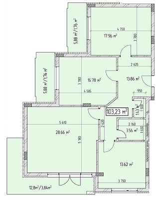 3-комнатная 103.23 м² в КД Brownie House от застройщика, Киев