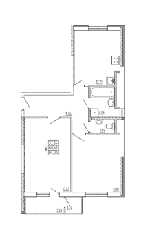 2-комнатная 54.24 м² в ЖК Радужный от 12 250 грн/м², Харьков