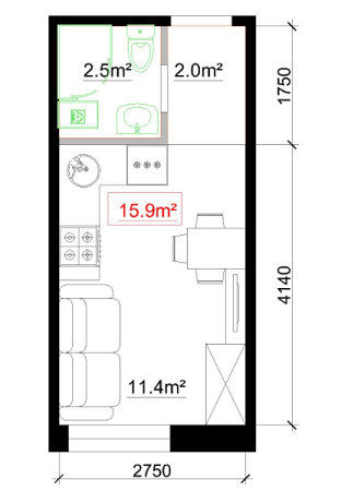 1-кімнатна 15.9 м² в ЖБ Софіївський Дім від забудовника, Одеса