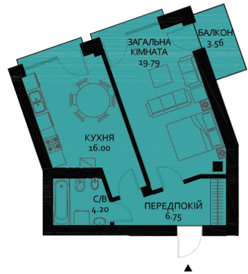 1-кімнатна 47.81 м² в ЖБ Вілла Швейцарія від 35 680 грн/м², Львів