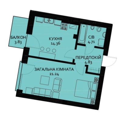 1-кімнатна 46.06 м² в ЖБ Вілла Швейцарія від 35 680 грн/м², Львів