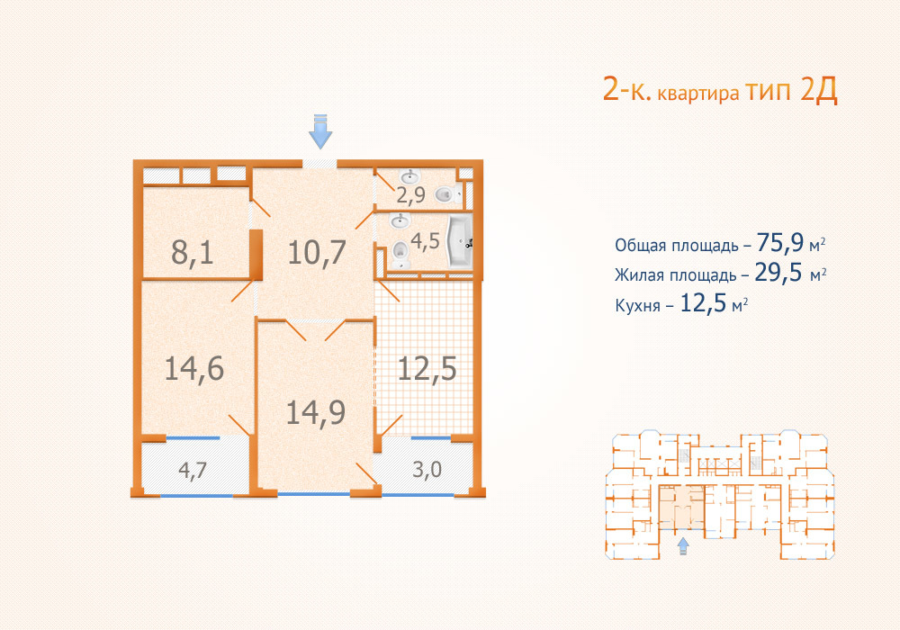 2-кімнатна 75.9 м² в ЖК Авангард від забудовника, Київ