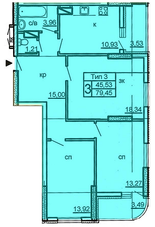 3-кімнатна 79.45 м² в ЖК на вул. Крушельницької, 13, 15, 15А, 15Б, 15В від 18 300 грн/м², Київ