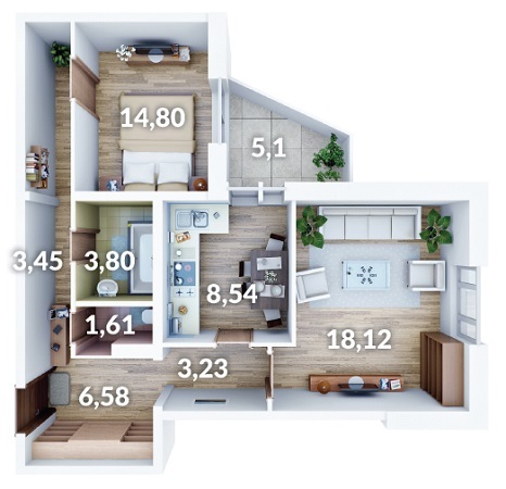 2-кімнатна 61.86 м² в ЖК АТЛАНТ (Коцюбинське) від 14 500 грн/м², смт Коцюбинське