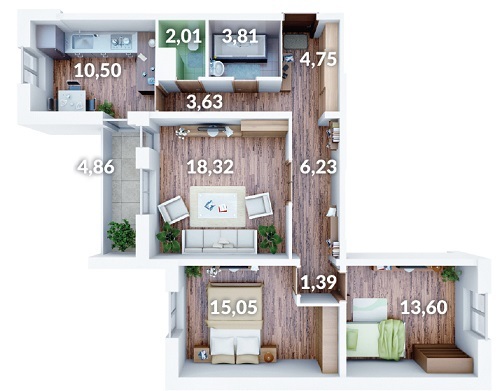 3-кімнатна 82.14 м² в ЖК АТЛАНТ (Коцюбинське) від 13 400 грн/м², смт Коцюбинське