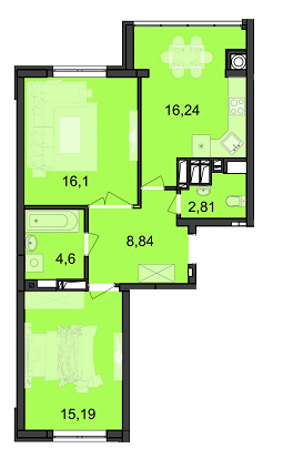 2-кімнатна 63.78 м² в ЖК Струмок від 15 240 грн/м², Львів