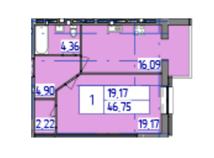 1-комнатная 46.75 м² в ЖК Триумф от 13 300 грн/м², Винница