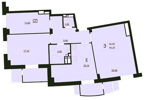 3-комнатная 93.2 м² в ЖК Park Tower от застройщика, Винница
