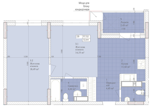 2-комнатная 57.52 м² в ЖК Дніпровська Мрія от 22 000 грн/м², Киев