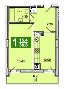 1-комнатная 38.8 м² в ЖК на ул. Под Голоском, 8 от застройщика, Львов