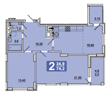 2-комнатная 74.2 м² в ЖК на ул. Под Голоском, 8 от 14 970 грн/м², Львов