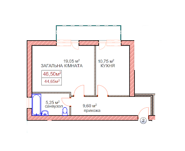 1-кімнатна 46.5 м² в ЖК Котляревського від 16 700 грн/м², Ужгород