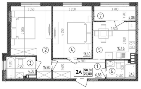 2-кімнатна 58.31 м² в ЖК Praga-2 від 15 900 грн/м², Київ