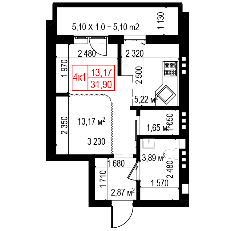 1-кімнатна 31.6 м² в ЖК Панорама від 18 000 грн/м², Київ