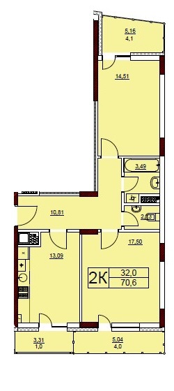 2-комнатная 70.6 м² в ЖК Велика Британія от застройщика, Львов
