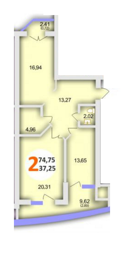 2-кімнатна 74.75 м² в ЖК Еко-дім на Стуса від забудовника, Львів