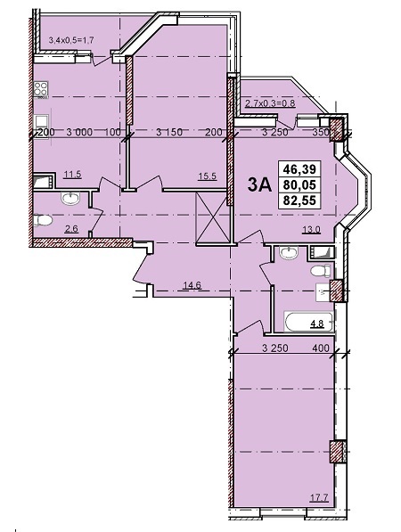 3-кімнатна 82.55 м² в ЖК Балківський від забудовника, Одеса