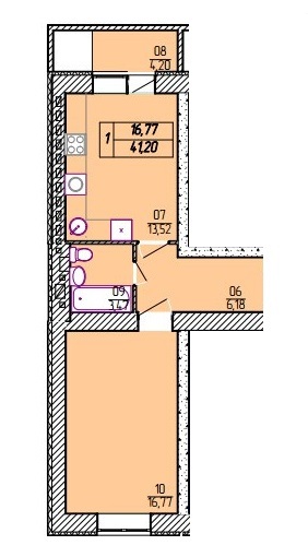 1-кімнатна 41.2 м² в ЖК Львівський від забудовника, Хмельницький