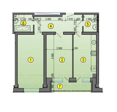 2-комнатная 66.81 м² в ЖК Дуэт от 16 700 грн/м², Харьков