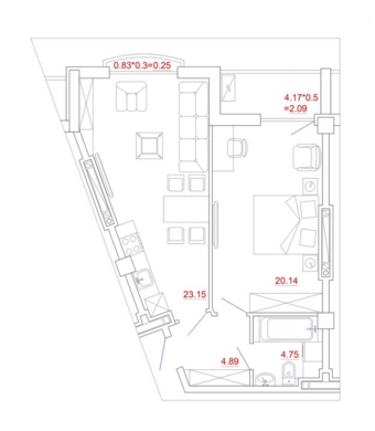 1-кімнатна 55.27 м² в ЖК Міконос від 36 370 грн/м², Одеса