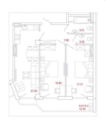 2-кімнатна 73.96 м² в ЖК Міконос від забудовника, Одеса