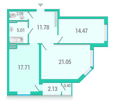 2-кімнатна 74.64 м² в ЖК Гвардійський від забудовника, Київ