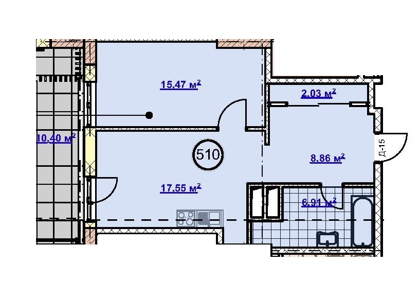 1-комнатная 57.94 м² в ЖК Новодворянский от застройщика, Днепр