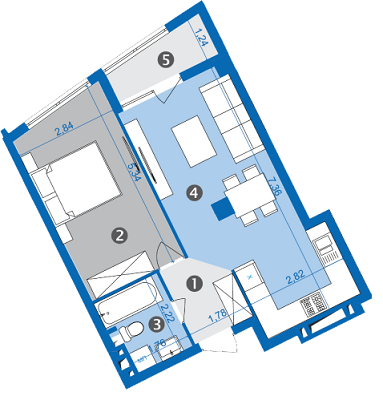 1-комнатная 46.2 м² в ЖК Парус от застройщика, Львов