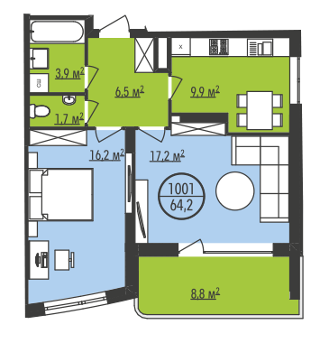 2-комнатная 64.2 м² в ЖК Парус Park от 14 720 грн/м², Львов