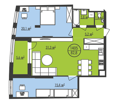 2-комнатная 82.8 м² в ЖК Парус Park от 14 720 грн/м², Львов
