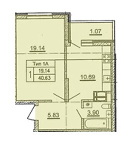 1-комнатная 40.63 м² в ЖД просп. Отрадный, 2 (просп. Комарова, 1) от 18 430 грн/м², Киев