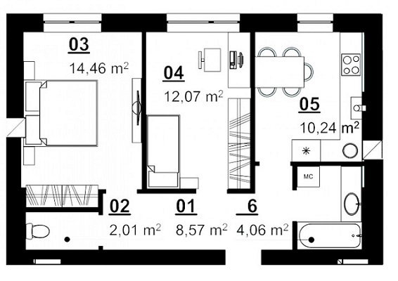 2-кімнатна 51.41 м² в ЖК City Lake від 11 090 грн/м², с. Шевченкове