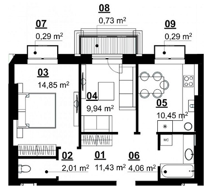 2-кімнатна 54.05 м² в ЖК City Lake від 11 090 грн/м², с. Шевченкове