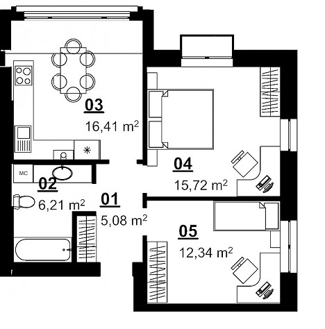 2-кімнатна 56.05 м² в ЖК City Lake від 11 090 грн/м², с. Шевченкове