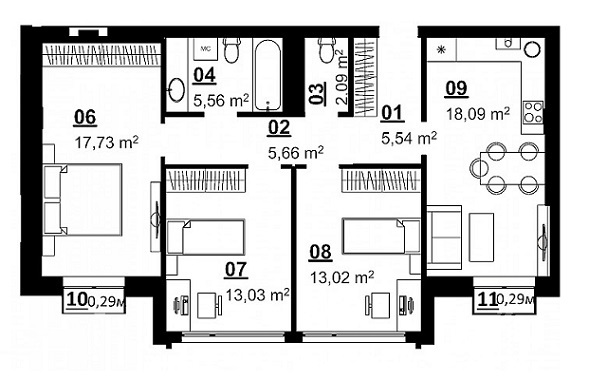 3-кімнатна 81.3 м² в ЖК City Lake від 11 090 грн/м², с. Шевченкове
