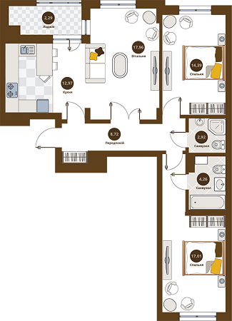 3-кімнатна 80.52 м² в ЖК Пасічний від 21 200 грн/м², Львів