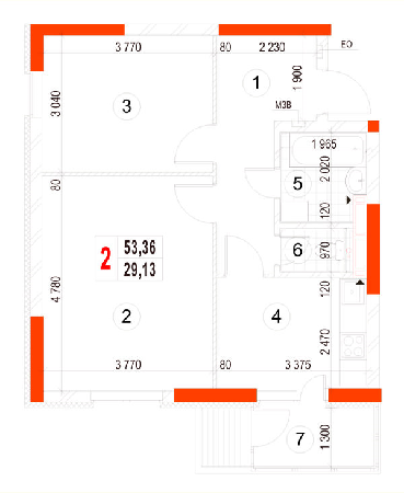 2-комнатная 53.36 м² в ЖК Берегиня от 15 200 грн/м², г. Вышгород