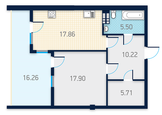 1-комнатная 65.37 м² в КД Spas Sky от застройщика, Киев