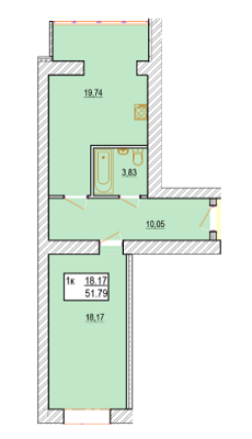 1-комнатная 51.79 м² в ЖК Pirogovsky от 15 000 грн/м², Винница