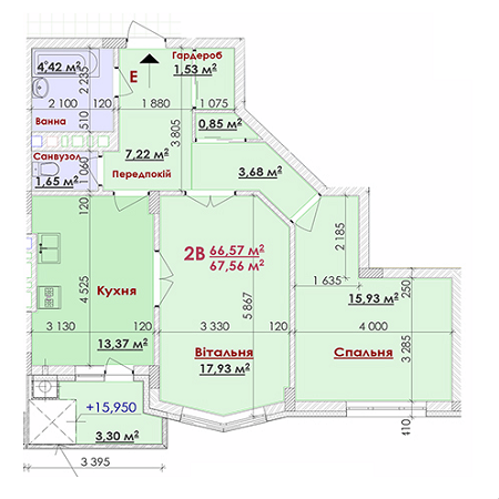 2-кімнатна 67.56 м² в ЖК Веселка від забудовника, Львів